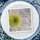 Serviette En Papier Mariage White Daisy et Pearls