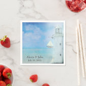 Serviette En Papier Mariage White Lighthouse et voilier (En situation)