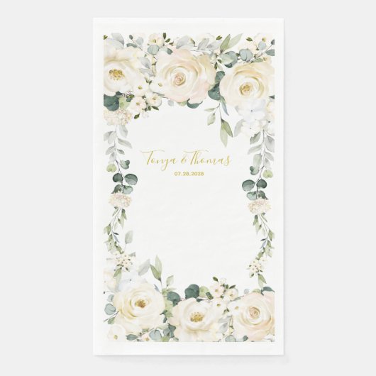 Serviette En Papier Mariage White Peony Epiphany (Devant)