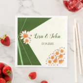 Serviette En Papier Mariage Wild Daisies Forest Green Sage (En situation)