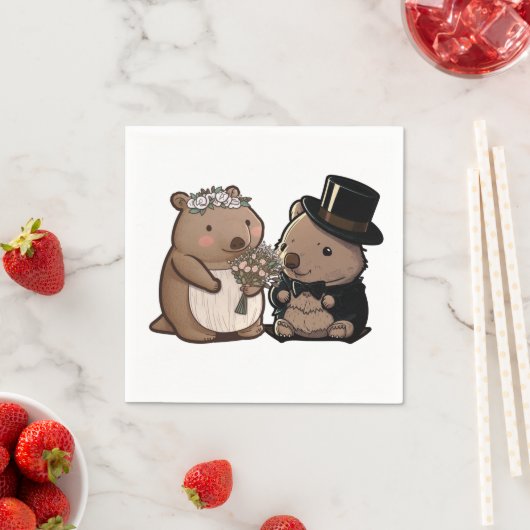Serviette En Papier Mariage Wombat (En situation)