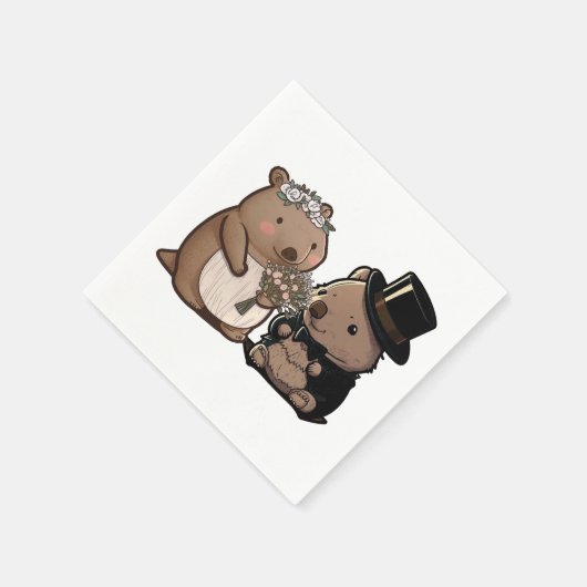 Serviette En Papier Mariage Wombat (Coin)