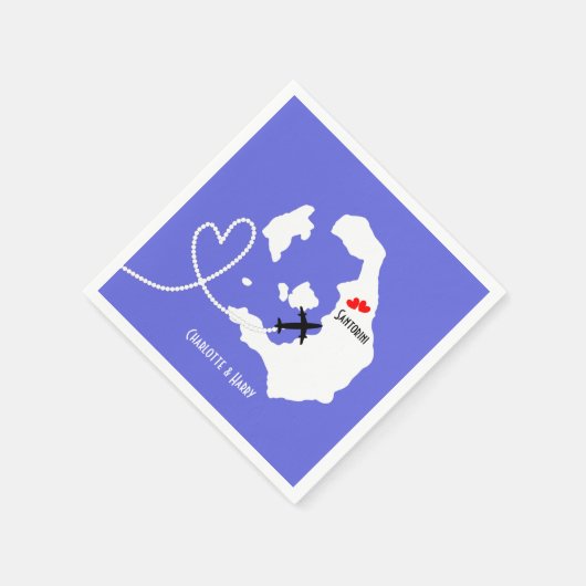 Serviette En Papier Mariages à l'étranger Santorin Personnalisé (Coin)