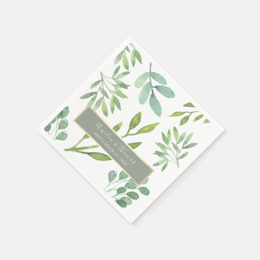 Serviette En Papier Mariages botaniques Sage Green (Coin)