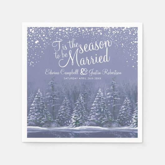 Serviette En Papier Mariages d'hiver pins lac bleu art napperons (Devant)