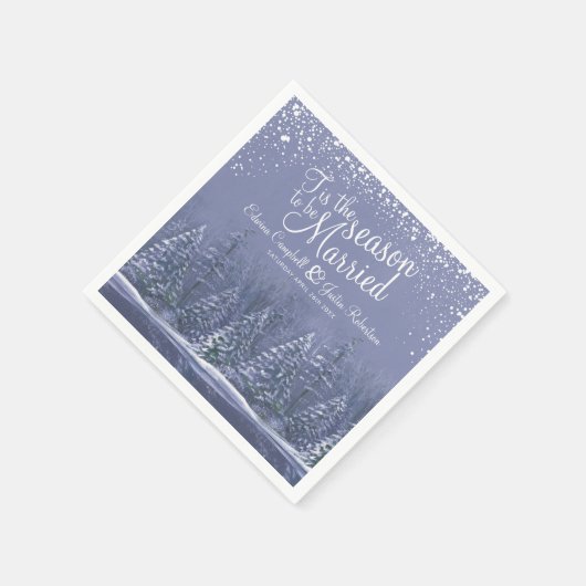 Serviette En Papier Mariages d'hiver pins lac bleu art napperons (Coin)