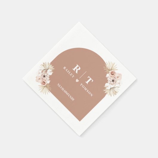 Serviette En Papier Mariages élégants Boho Monogramme moderne minimali (Coin)