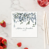 Serviette En Papier Mariages floraux verts Sage Silver (En situation)
