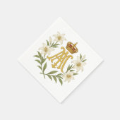 Serviette En Papier Marian Monogram Gold Crown White Lily Catholic (Coin)