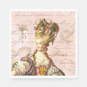 Serviette En Papier Marie Antoinette Pink French Script Party