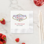 Serviette En Papier Marié dans Fabulous Las Vegas Mariage Monogramme<br><div class="desc">Les serviettes de cocktail mariages "Marié à Fabulous Las Vegas" personnalisées comportent un monogramme du nom de la mariée et du marié et des dates de mariage. Couleurs design noir,  rouge,  bleu et jaune.</div>