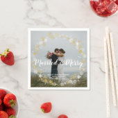 Serviette En Papier marié & joyeux vacances photo mariage napkin (En situation)