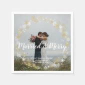 Serviette En Papier marié & joyeux vacances photo mariage napkin (Devant)