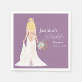 Serviette En Papier Mariée Bohème aux Cheveux Blonds avec Fleurs (Devant)