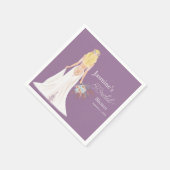 Serviette En Papier Mariée Bohème aux Cheveux Blonds avec Fleurs (Coin)