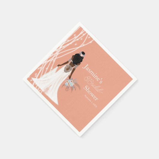 Serviette En Papier Mariée Bohème Avec Perles Et Fleurs Enterrement De (Coin)