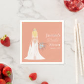 Serviette En Papier Mariée Bohème Blonde Avec Fleurs (En situation)