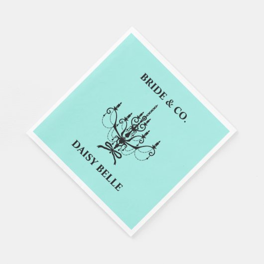 Serviette En Papier Mariée & Co. Fête des mariées Turquoise (Coin)