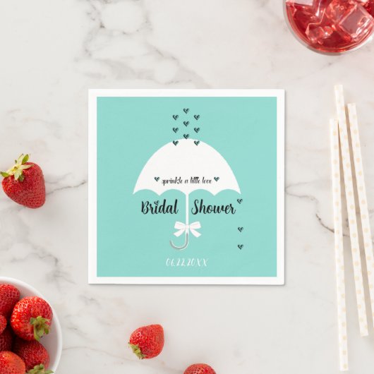 Serviette En Papier Mariée & Co Sprinkle Love Douche Turquoise (En situation)