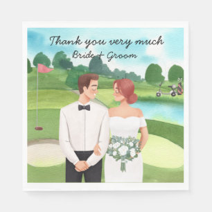 Serviette En Papier Mariée de golf et mariage de golf de Groom