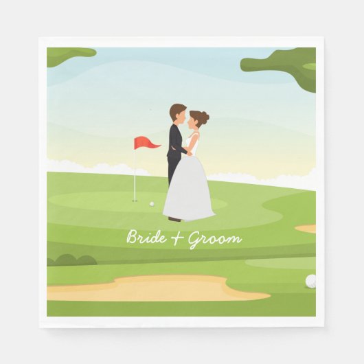 Serviette En Papier Mariée de golf et marié avec Mariage de balle de g (Devant)