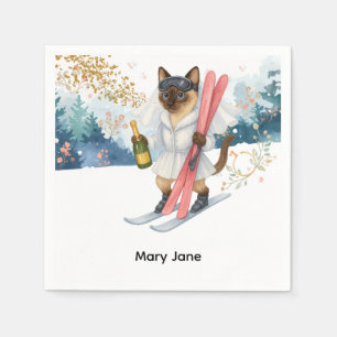 Serviette En Papier Mariée de Ski Bachelorette sur la pente Napkins