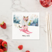 Serviette En Papier Mariée de Ski Bachelorette sur la pente Napkins (En situation)