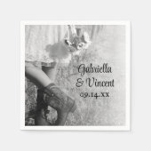 Serviette En Papier Mariée en Bottes Cowboy, Mariage campagnard Sunflo (Devant)