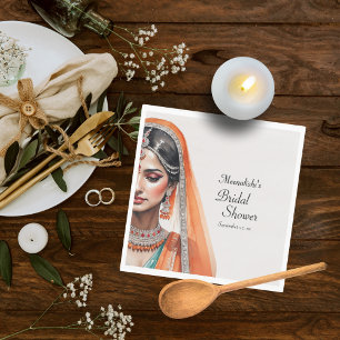 Serviette En Papier Mariée en lehenga choli tenue ethnique indienne po