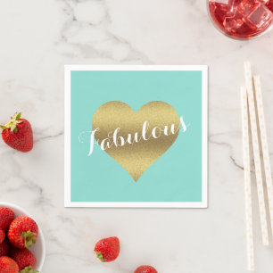 Serviette En Papier Mariée et Bridesmaids Gold Heart Fête des mariées 
