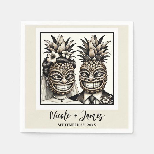 Serviette En Papier Mariée et chambre Aloha Pineapple Tiki Mariage (Devant)