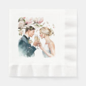 Serviette En Papier Mariée et Champagne de chambre Magnolias (Devant)