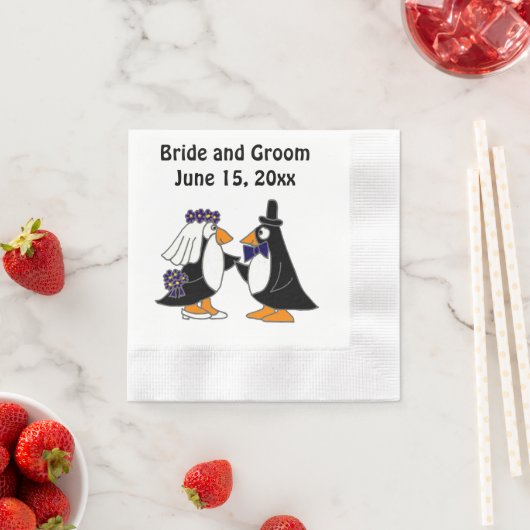 Serviette En Papier Mariée et groom Penguin Mariage Art (En situation)