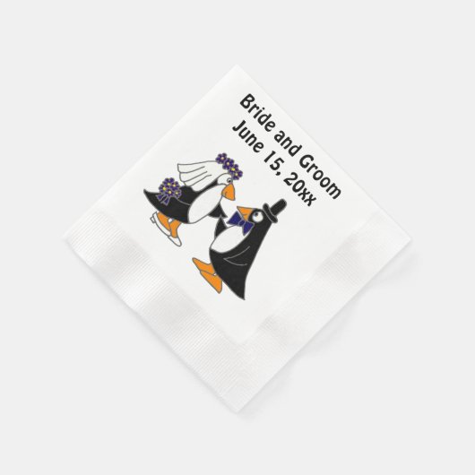 Serviette En Papier Mariée et groom Penguin Mariage Art (Coin)