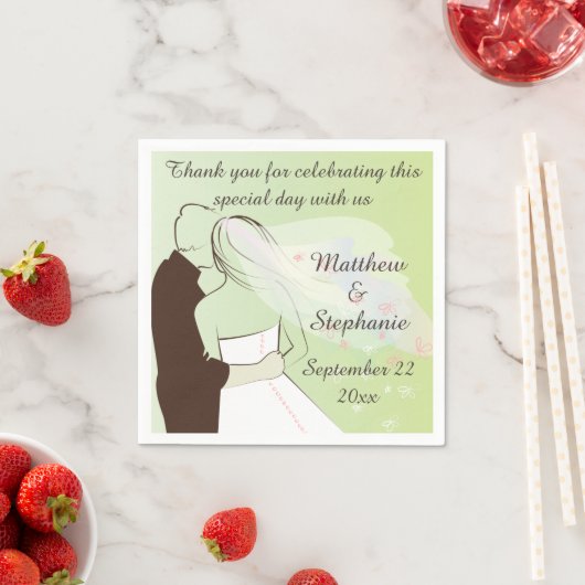 Serviette En Papier Mariée et  Mariage personnalisée (En situation)