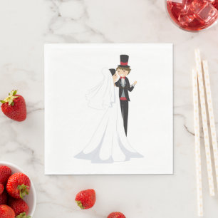 Serviette En Papier Mariée et marié dansant
