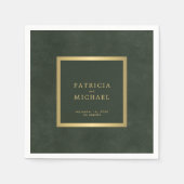 Serviette En Papier Mariée et mariée mariage en or vert foncé (Devant)