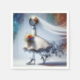 Serviette En Papier Mariée Fantaisiste En Baskets