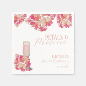 Serviette En Papier Mariée Fleurs roses et Prosecco (Devant)