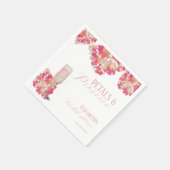Serviette En Papier Mariée Fleurs roses et Prosecco (Coin)
