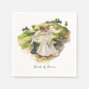 Serviette En Papier Mariée golfeuse et marié pour golfeurs Cortège de