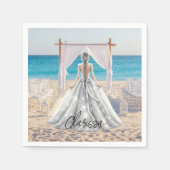 Serviette En Papier Mariée Mariage Jour Plage Mariage Fancy Gown (Devant)