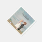 Serviette En Papier mariée mignonne et mariée sur la plage (Coin)