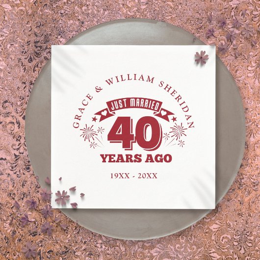 Serviette En Papier Mariés à peine Ruby 40e anniversaire de mariage