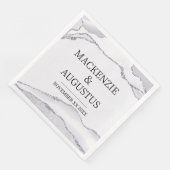 Serviette En Papier Mariés Argent Paillettes Grises Agate Mariage (Coin)