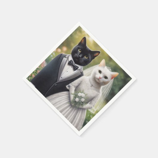 Serviette En Papier Mariés Chat (Coin)