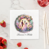 Serviette En Papier Mariés Clair De Lune Fleurs Mariage (En situation)