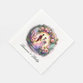 Serviette En Papier Mariés Clair De Lune Fleurs Mariage (Coin)