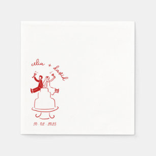 Serviette En Papier Mariés dessinés à la main se mariant