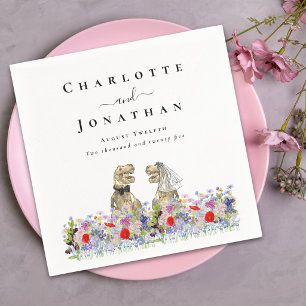 Serviette En Papier Mariés Dinosaures Drôles Personnalisés Mariage Sur